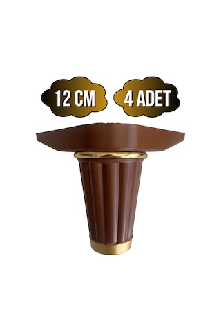 Babil 12cm Plastik Ayak Mobilya Masa Ve Dolap Ayağı 12cm Kahverengi- Altın 4 Adet Kahverengi