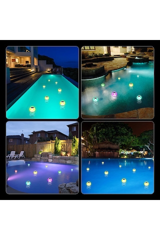 Güneş Enerjili Solar Top Şeklinde Yüzen Havuz Lambası Beyaz- Sıcak Sarı - Rgb Led Su Geçirmez