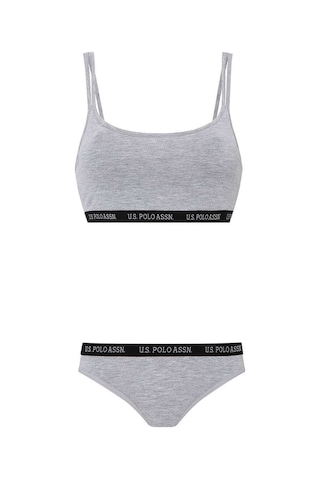 U.S. Polo Assn. Kadın Gri Melanj Büstiyer Slip Set 65004 Gri
