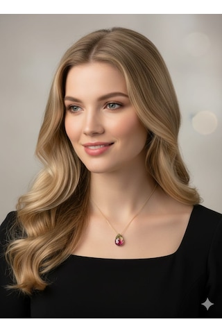 925 Ayar Papatya Silver Gökkuşağı His Taşı Kolye.rose.gold.rodaj Gümüş