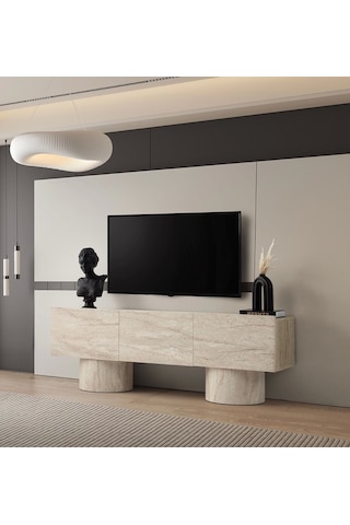 Tv Sehpası 3 Kapaklı Sidon 180cm Kurulu Gönderilir Bej