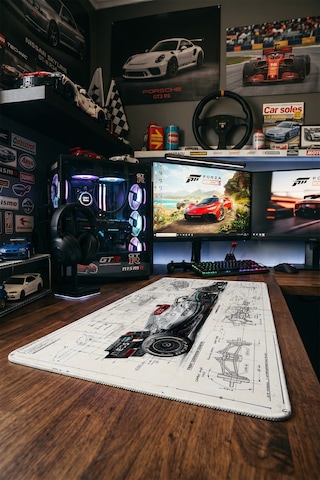 Mercedes Amg Petronas Formula 1 Teknik Çizim 40x90 Cm Oyuncu Mousepad Kaymaz Taban Büyük Boy Mousepad