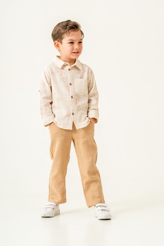Erkek Çocuk Keten Gömlek Müslin Pantolon Takım 2-5 Yaş Gri