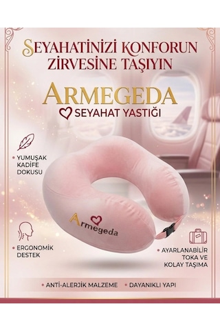 Kalpli Armegeda Visco Seyahat Yastığı 212 Özel 14 Şubat Serisi Mor Pembe