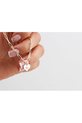 Glorria Kişiye Özel Kalpli Ataç Gümüş Bileklik N11.13100