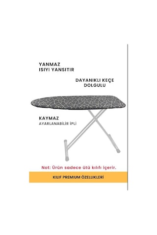 Keçeli Yanmaz Kumaş Ütü Masası Kılıfı Lastikli 50 x 120 CM