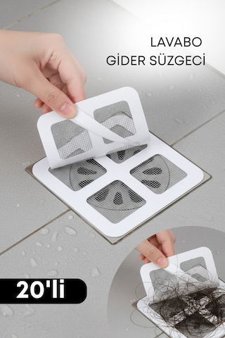 Grimorlife 20 Adet Banyo Gider Süzgeci Saç Yakalayıcı Süzgeç Banyo Duş Gider Tıkanık Önleyici Süzgeç Diğer