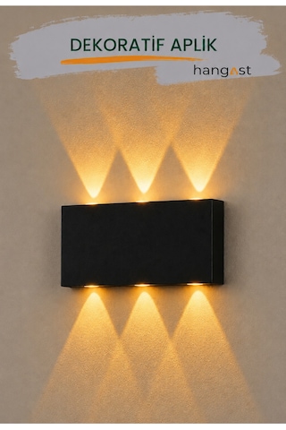 Amber Led Aplik Aydınlatma Çift Taraflı Led Dekoratif Duvar Aplik Siyah
