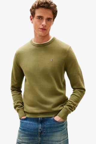 Tommy Hilfiger Pıma Org Ctn Cashmere Crew Neck Erkek Yeşil Kazak - Mw0mw28046