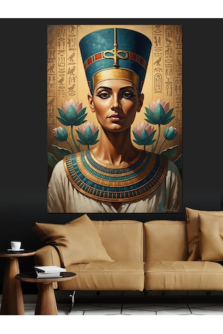 Antik Mısır Kraliçesi Nefertiti Portresi Dekoratif Kanvas - Mdf Ahşap Tablo