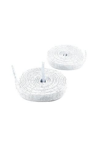 Beyaz Simli 1 Cm Kalınlığında 1 Çift 80 Cm Yassı Spor Ayakkabı Bağcığı Beyaz