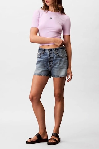 Calvin Klein Jeans Kadın Modal Fitilli Mor T-shirt Lv044c901g-xef Mor