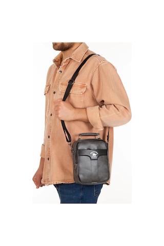 Tuldar Erkek Deri Ayarlanabilir Çapraz Askılı Omuz Ve El Çantası 17x21cm Tul521 Gri