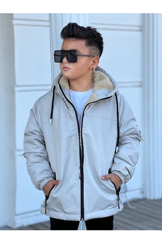 Erkek Çocuk Kapüşonlu İçi Kürklü Mont Km3050 Bej