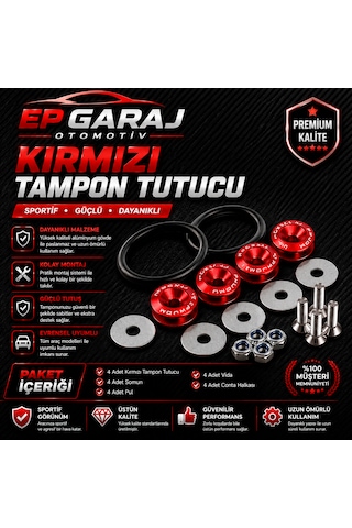 Universal Bütün Araçlara Uyumlu Kırmızı Tampon Tutucu Sportif Ve Dikkat Çekici Tasarım