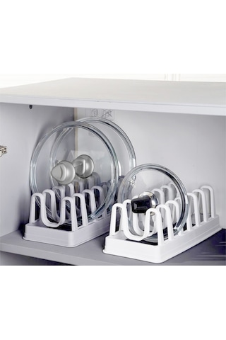 Periboia 2 Adet 8 Bölmeli Tencere Kapak Rafı - Simple Tabaklık - Çok Renkli