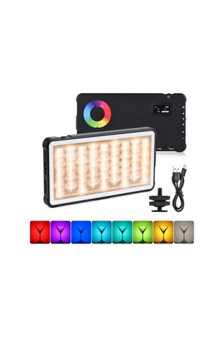 Andoer Pocket Rgb Video Işığı Led Dolgu Işığı Paneli Siyah Siyah