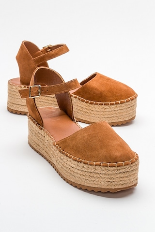 Luvishoes Viba Taba Süet Hakiki Deri Kadın Sandalet Taba