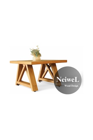 Neiwel Varen Doğal Ahşap Ofis Sehpa-60-60 Açık Ceviz