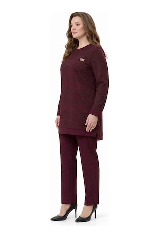 Baglan Kadın Gölge Desen Tunik Pantolon Takım Bgl-st05430 Bordo