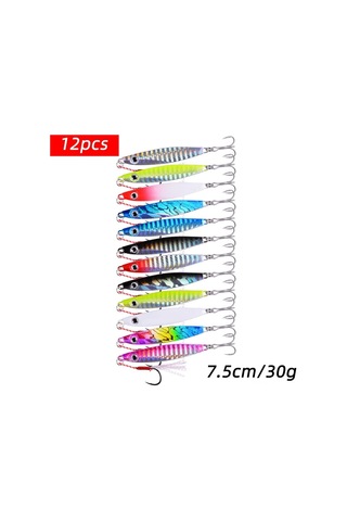 Teltree 12 Adet 17g 6cm Metal Balık Şekilli Yaban Balığı Yemi - Renkli Luya Sabit Yem, Olta Malzemesi