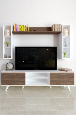 Moonlife Istanbul Tv Ünitesi Dolaplı 1 Beyaz Ceviz