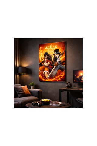 Anime Cam Tablo Alev Efektli Fantastik Dekoratif Duvar Tablosu 3,8 Mm 35x50 50x70 60x90 70x110