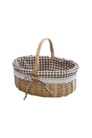 Cbtx Willow Sepet Açık Piknik Sepeti Dokuma Sepet Yumurta Kabı S Kahve Ekose