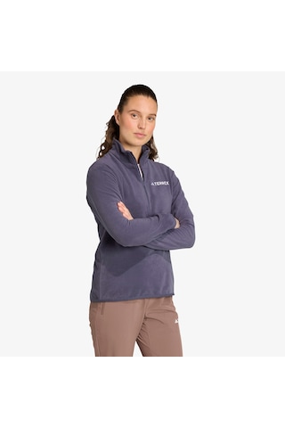 Adidas Multi Essentials 1-2 Zip Fleece Kadın Mor Yürüyüş Polar Jm3121