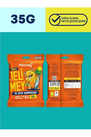 Jelimey Tropik Jelatinsiz Vegan Tropik Lezzet Gummy Bear Ayıcık 6 x 35 G