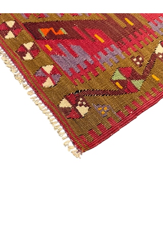 El Dokuması Antika Avşar Kilimi 98x146 Kök Boya %100 Yün İnce Kilim Renkli
