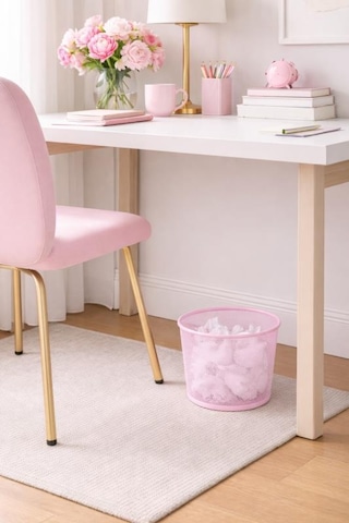 Nd-1060 Masaüstü & Masa Altı Metal File Çöp Kovası Small Organizer Toz Pembe