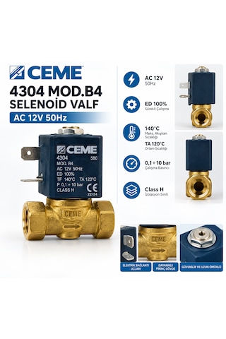 Ceme 4304 Mod.b4 Solenoid Valf Ac 12v 50hz 10 Bar