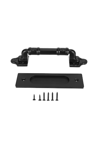 Sürgülü Ahır Kapısı Kolu Çift Taraflı Siyah Ahır Kapısı Çekme Kolu Garaj Kapısı İçin