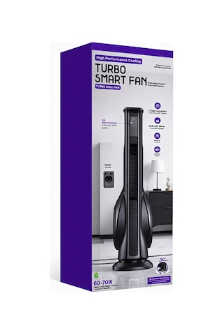 70w Turbo Akıllı Kule Fan Vantilatör 3 Kademeli Uzaktan Kumandalı Hava Temizleme Özellikli
