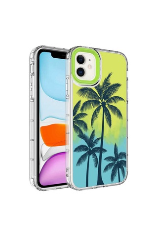Apple Uyumlu iPhone 11 Kamera Korumalı Renkli Desenli Sert Silikon Bto Korn Kılıf-no8