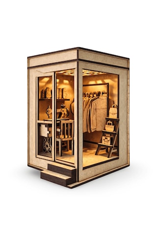 Tailor Shop Book Nook Ahşap Maket Seti Terzihane Miniatür Kitaplık Dekoru Dıy