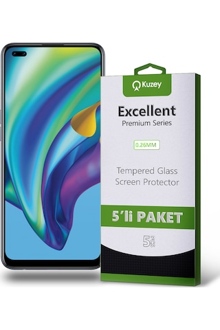 Oppo Reno 4 Lite ile Uyumlu Temperli Cam Ekran Koruyucu Kırılmaz Ekonomik 5'li Paket