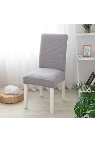 Qingmipy Ev, Otel, Restoran, Ofis İçin Tabanlı Lastikli Polar Minderli Sandalye Kılıfı - Mevsimler Boyunca Toz Koruyucu - Göl Mavisi Açık Mavi