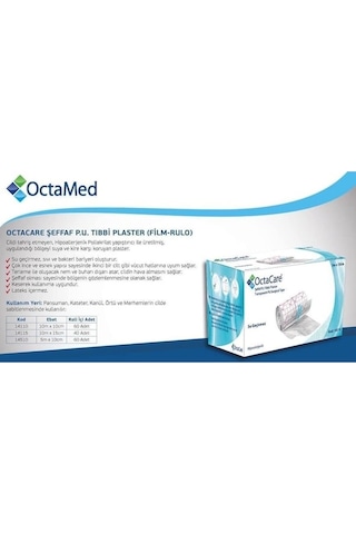 Octacare 14110 Şeffaf PU Su Geçirmez Flaster 10 M x 10 CM
