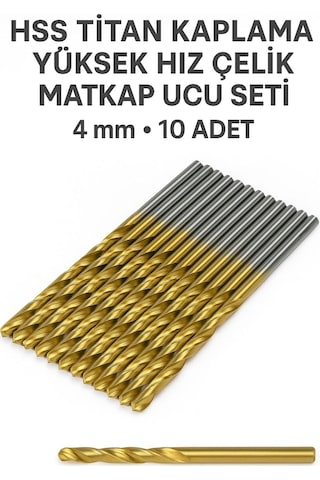 Merttools Hss Titanyum Kaplama 4 Mm Matkap Ucu Seti 10 Adet