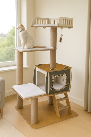 Pati Homes Pro Katlı Kedi Oyun Evi Xl Yataklı - Kedi Tırmalaması