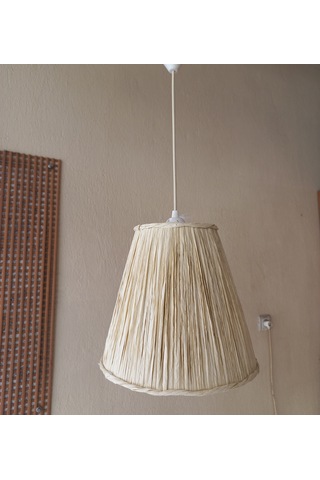 N-65 Kemik Rengi Rafya El Yapımı Avize Krem Krem Renk Krem