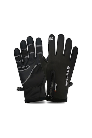 Su Geçirmez Eldiven Tüm Parmaklar Dokunmatik Ekran Naylon Fermuar Sıcak Kabartma Sporları Koşu Dğ. Bisikletçi Ekipmanları 57201713 Siyah