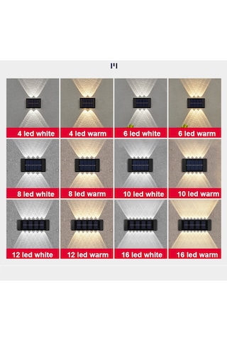 Cbtx Bahçe Aydınlatma 16led Lityum Güneş Duvar Lambası Dış Mekan Su Geçirmez Yukarı Ve Aşağı Çift Başlı Spot Beyaz Işık