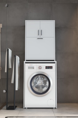 Makbulce Yasemin Kirli Çamaşır Sepetli Çamaşır Makinesi Dolabı Beyaz