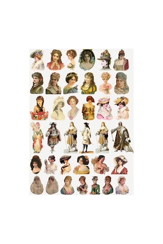 Vintage Art Temalı Sticker Seti Hediyelik Estetik Çıkartma Telefon Kılıfı Ve Defter Etiketi Çok Renkli