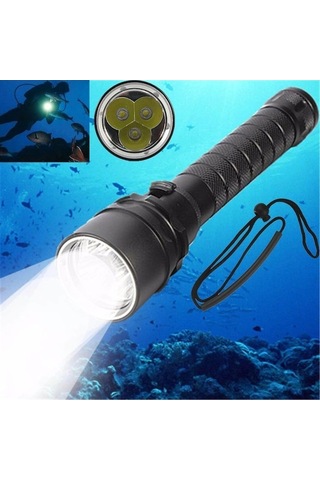 Maoyaya Elfeland 15000lm 3x L2 Led Dalış Sualtı Feneri 100m Korozyon Uygun Siyah Siyah