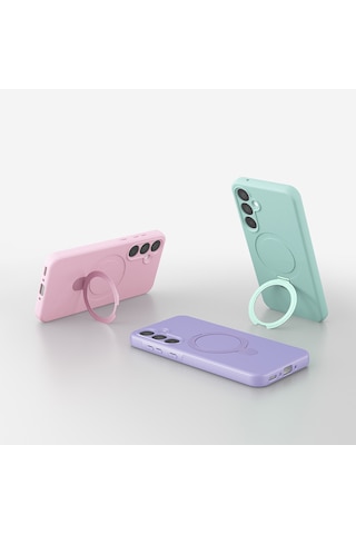 Samsung Uyumlu Galaxy A17 Kılıf M-safe Şarj Özellikli Standlı Kapak Samara Siyah