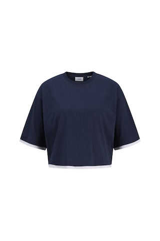 Jack & Jones Kadin Loose Fit Bisiklet Yaka Crop Tisört - Andrea - 12297396 Navy Blazer